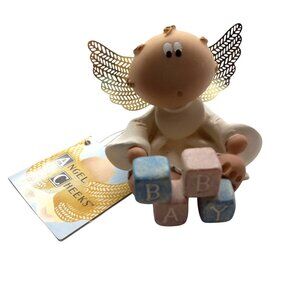 Angel Cheeks Cherub Baby Blocks Figurine Gold Wings Russ Kirks Kritters